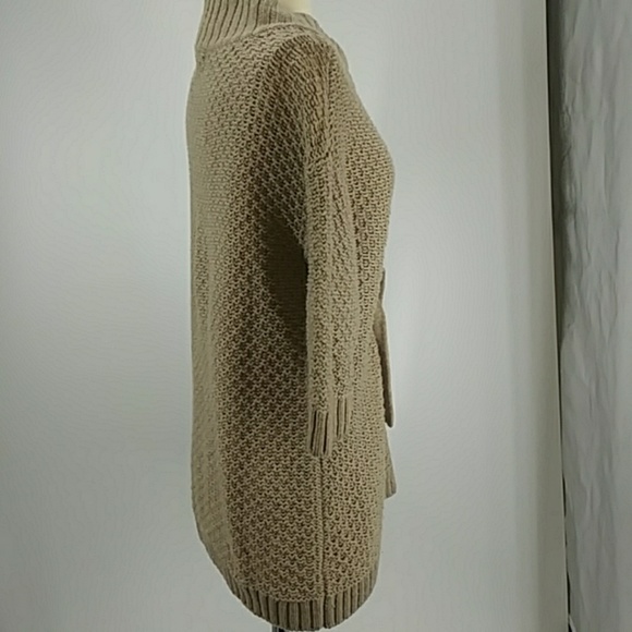 Vince camel-color, 3/4 sleeve, belted cardigan-szS - Picture 5 of 7